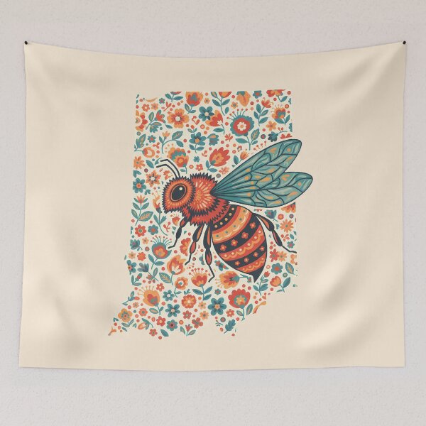 Item preview, Indiana Honeybee State Sticker – Scandinavian Folk Art by heidiannemorris © designed and sold by FOLK ART FUSION by heidiannemorris.