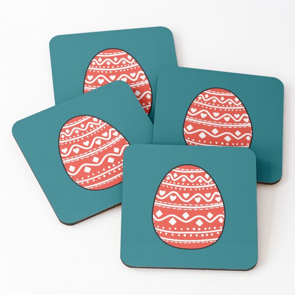 Item preview, Red Easter Egg with White Pattern designed and sold by elizasunnycolor.