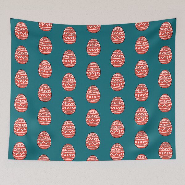 Item preview, Red Easter Egg with White Pattern designed and sold by elizasunnycolor.