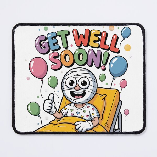 Item preview, Thumbs Up Get Well Soon - Bandaged Mummy Patient Cartoon designed and sold by Midnight Veil Designs.