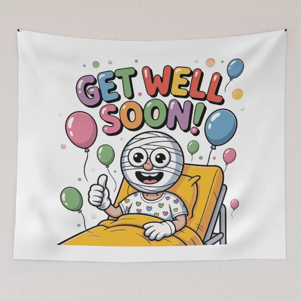Item preview, Thumbs Up Get Well Soon - Bandaged Mummy Patient Cartoon designed and sold by Midnight Veil Designs.