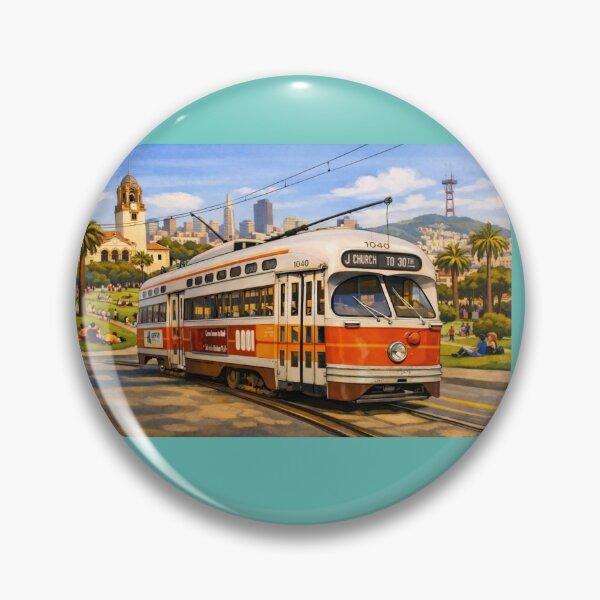 Item preview, Dolores Park San Francisco with SF Muni streetcar 1040 designed and sold by StopRequest.