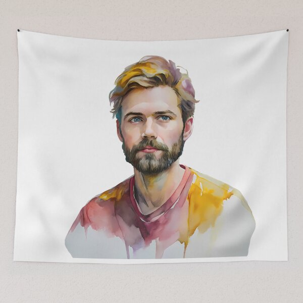 Item preview, Men Colorful Creations Fun Whimsy Watercolor Design Portrait designed and sold by ART ATTACK ZONE.
