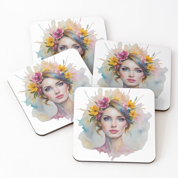 Item preview, Woman Colorful Creations Fun Whimsy Watercolor Design Portrait designed and sold by ART ATTACK ZONE.