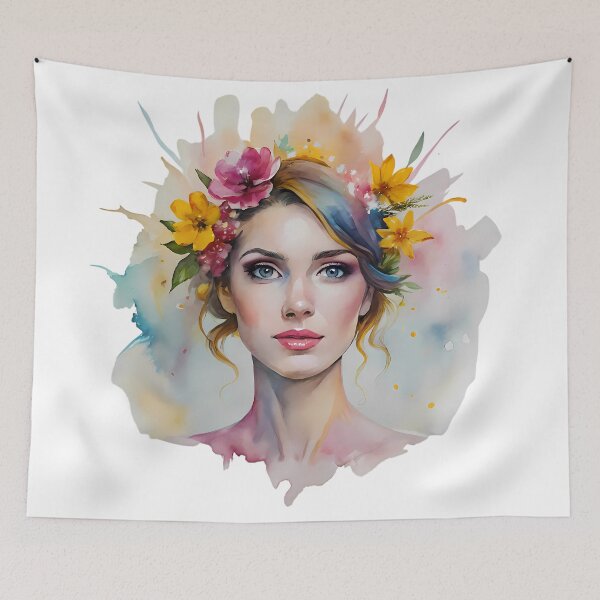 Item preview, Woman Colorful Creations Fun Whimsy Watercolor Design Portrait designed and sold by ART ATTACK ZONE.