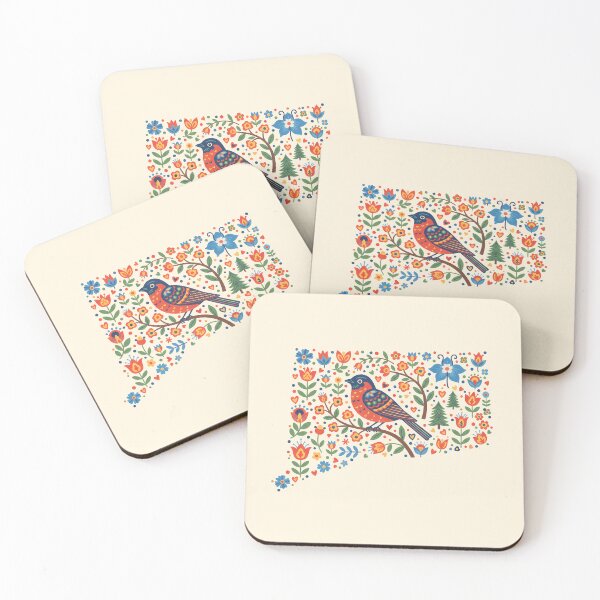 Item preview, Connecticut American Robin State Sticker – Scandinavian Folk Art by heidiannemorris © designed and sold by FOLK ART FUSION by heidiannemorris.