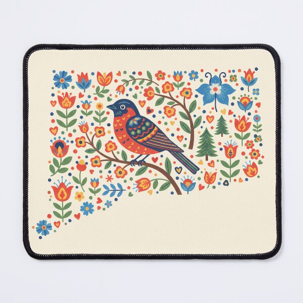 Item preview, Connecticut American Robin State Sticker – Scandinavian Folk Art by heidiannemorris © designed and sold by FOLK ART FUSION by heidiannemorris.