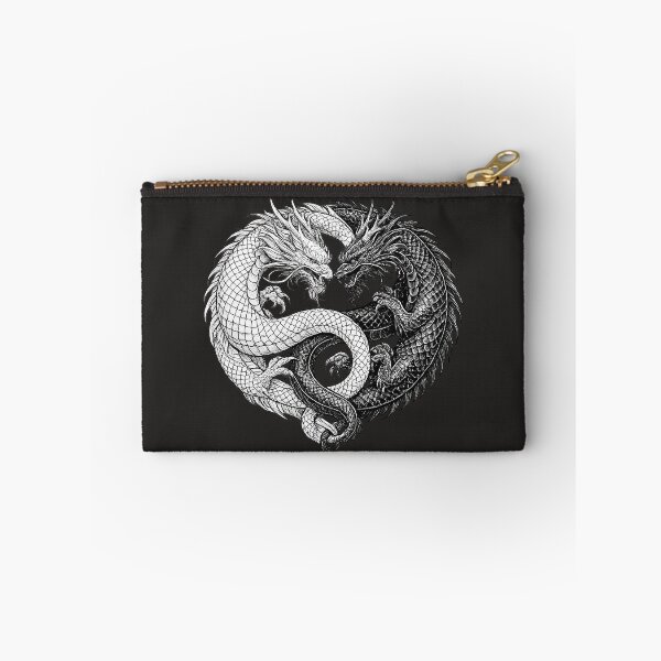 Item preview, Two Intertwined Chinese Dragons Yin Yang – Black Ink Tattoo Style designed and sold by yaalow.