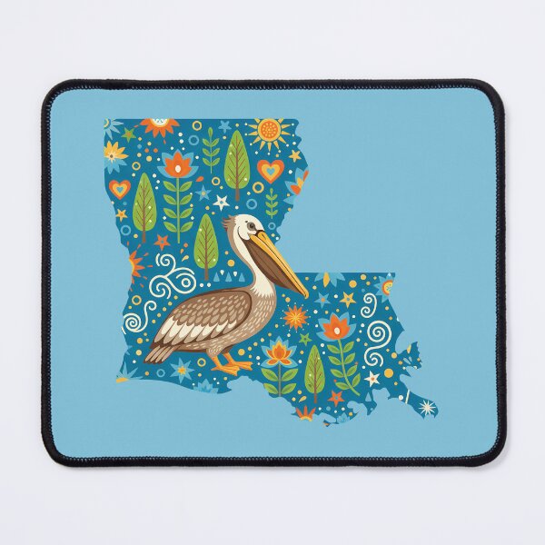 Item preview, Louisiana Brown Pelican State Sticker – Scandinavian Folk Art by heidiannemorris © designed and sold by FOLK ART FUSION by heidiannemorris.