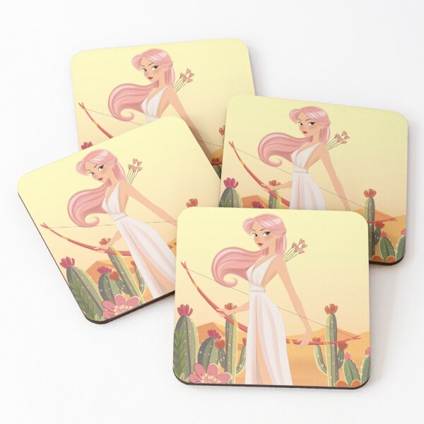 Item preview, Pink Huntress in the Golden Desert - Boho Illustration designed and sold by RitaRuni1992.
