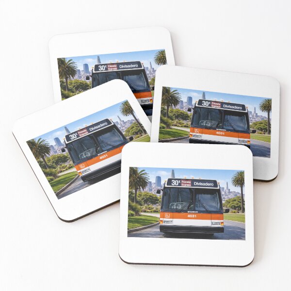Item preview, San Francisco skyline with 1980 SF Muni Grumman 870 designed and sold by StopRequest.