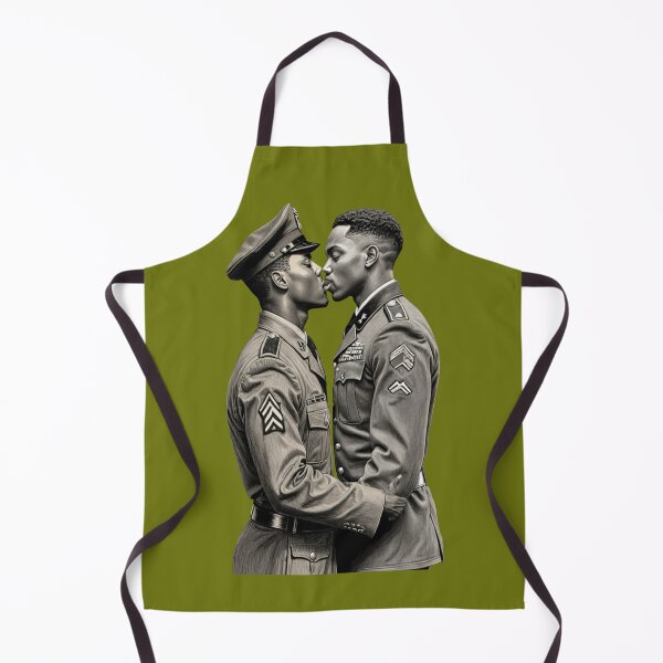 Artikelvorschau, Schwule Afroamerikaner küssen sich in Militäruniformen – Romantische Liebe – LGBTQIA – Valentinstags- und Jahrestagsgeschenk entworfen und verkauft von pillarofme.