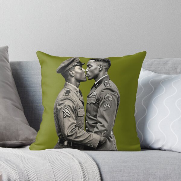 Item preview, Gay African American Men Kissing in Military Uniforms Romantic Love LGBTQIA Valentines Day Anniversary Gift designed and sold by pillarofme.