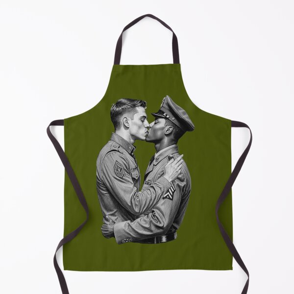 Item preview, Gay Interracial Men Kissing in Military Uniforms Romantic Love LGBTQIA Valentines Day Anniversary Gift designed and sold by pillarofme.