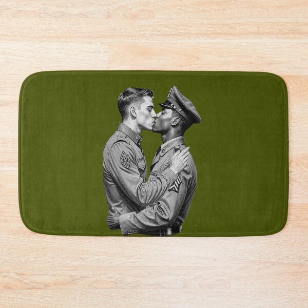 Item preview, Gay Interracial Men Kissing in Military Uniforms Romantic Love LGBTQIA Valentines Day Anniversary Gift designed and sold by pillarofme.