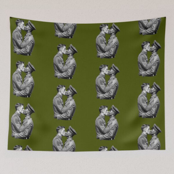 Item preview, Gay Interracial Men Kissing in Military Uniforms Romantic Love LGBTQIA Valentines Day Anniversary Gift designed and sold by pillarofme.
