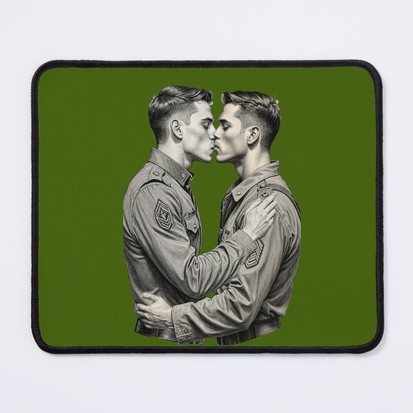 Item preview, Gay Men Kissing in Military Uniforms Romantic Love LGBTQIA Valentines Day Anniversary Gift designed and sold by pillarofme.