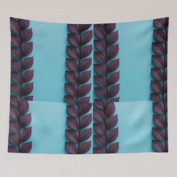 Item preview, Violet Veil – Purple Leaves Framing on Light Blue designed and sold by EmeraldeaArt.