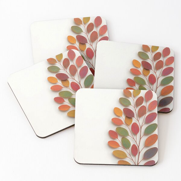 Item preview, Seasonal Acacia – Multicolor Leaves Border on White designed and sold by EmeraldeaArt.