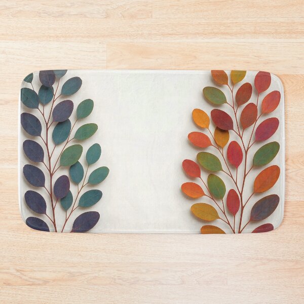 Item preview, Seasonal Acacia – Multicolor Leaves Border on White designed and sold by EmeraldeaArt.