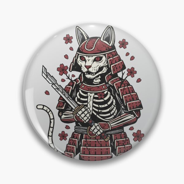 Item preview, Undead Samurai Cat - Skeleton Warrior Neo-Traditional designed and sold by LazyOrbitStudio.