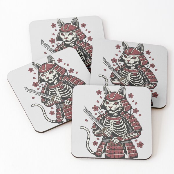 Item preview, Undead Samurai Cat - Skeleton Warrior Neo-Traditional designed and sold by LazyOrbitStudio.
