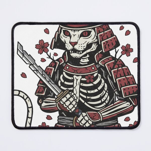 Item preview, Undead Samurai Cat - Skeleton Warrior Neo-Traditional designed and sold by LazyOrbitStudio.
