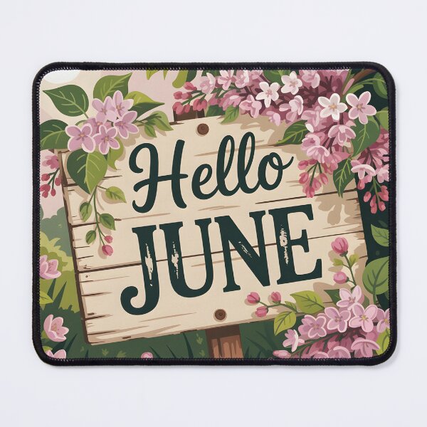 Item preview, Copy of Hello June wooden sign with cherries and lilacs summer beginning calendar month art designed and sold by EmeraldeaArt.