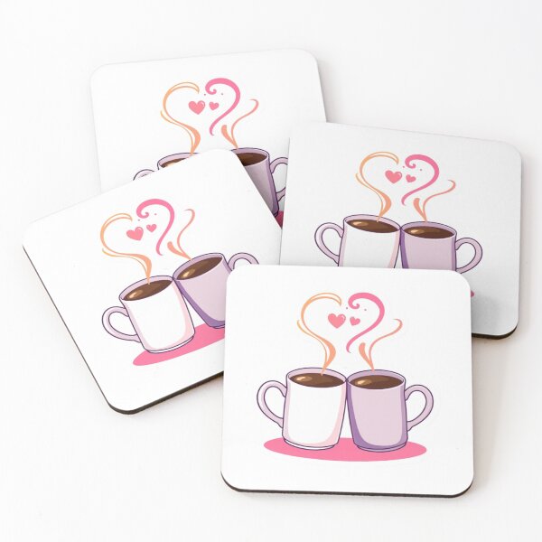 Item preview, Coffee Love Hearts Steam Cute Couple Illustration designed and sold by rainbowgremlin.