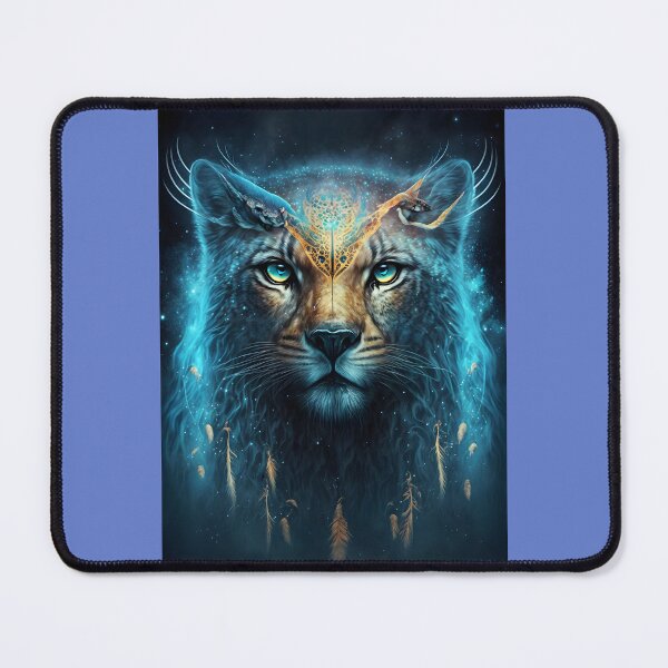 Item preview, Cosmic Spiritual Lion - Fantastic Art with Golden Details designed and sold by Hipatye26.