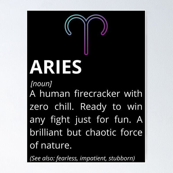 Item preview, Aries Definition - Funny Zodiac Dictionary Gift designed and sold by Freddie's Design Studio.