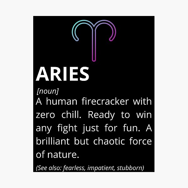 Item preview, Aries Definition - Funny Zodiac Dictionary Gift designed and sold by Freddie's Design Studio.