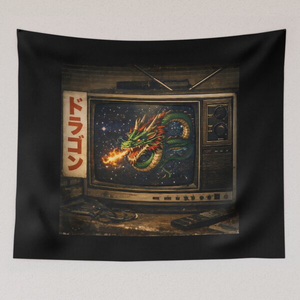 Item preview, Retro Dragon TV Shirt Japanese Vintage Anime Style Dragon CRT Television Tokyo Aesthetic Tee designed and sold by VaporTokyo.