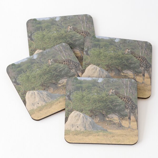 Item preview, Giraffe eating at a Sage Bush, a Termite Mound nearby designed and sold by Tom Wurl.