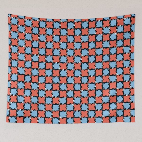 Aperçu de l'œuvre Motif à carreaux fleuris orange et bleus créée et vendue par Tatiana Ribeiro.