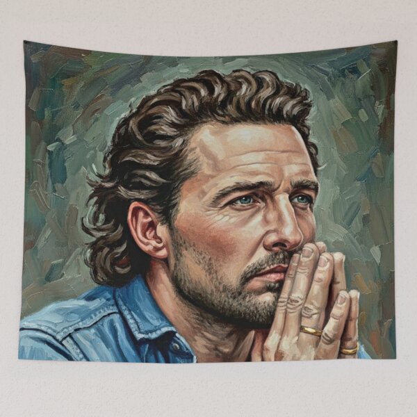 Item preview, Soulful Gaze: Modern Leading Man Impasto Portrait designed and sold by Art's Diner.