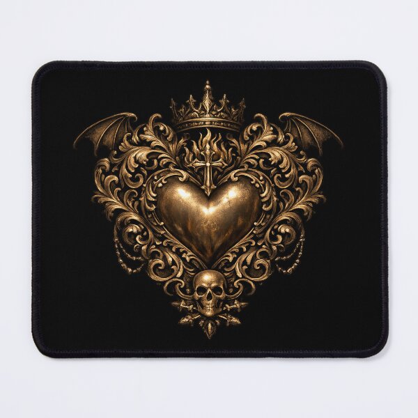 Item preview, Gilded Gothic Sacred Heart With Crown and Wings designed and sold by Mouraludia.