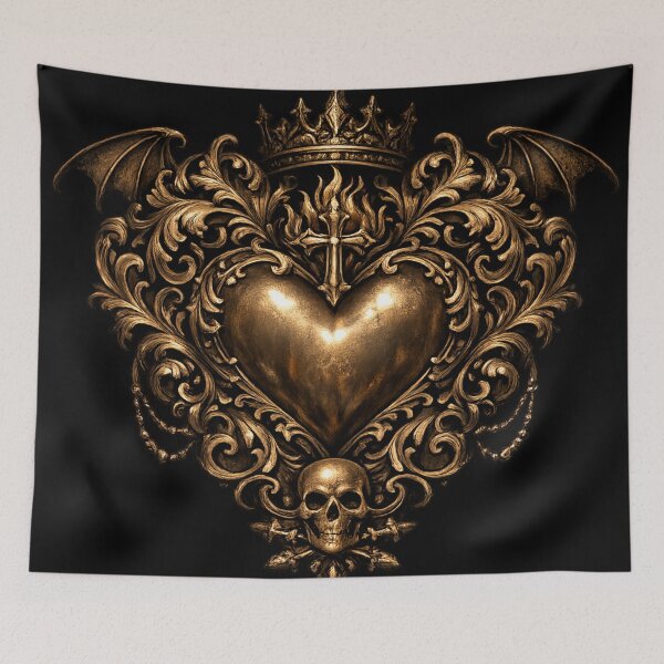 Item preview, Gilded Gothic Sacred Heart With Crown and Wings designed and sold by Mouraludia.