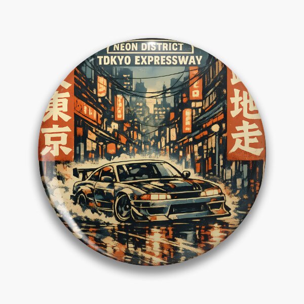 Item preview, Tokyo Neon District Expressway JDM Drift Car Night City Japanese Street Racing Design designed and sold by VaporTokyo.