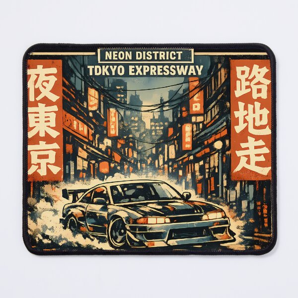 Item preview, Tokyo Neon District Expressway JDM Drift Car Night City Japanese Street Racing Design designed and sold by VaporTokyo.