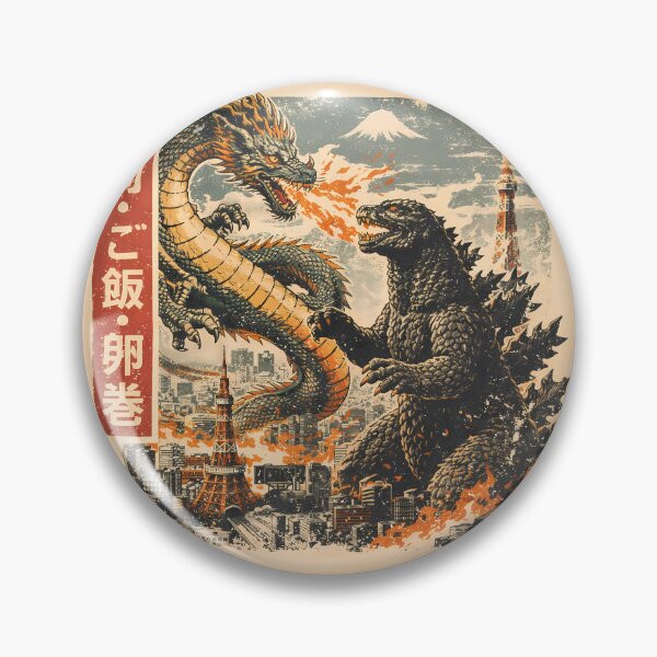 Item preview, Tokyo Kaiju Battle Dragon vs Monster Japan Skyline Tokyo Tower Graphic Design designed and sold by VaporTokyo.