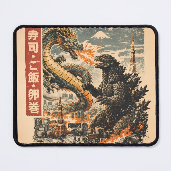 Item preview, Tokyo Kaiju Battle Dragon vs Monster Japan Skyline Tokyo Tower Graphic Design designed and sold by VaporTokyo.