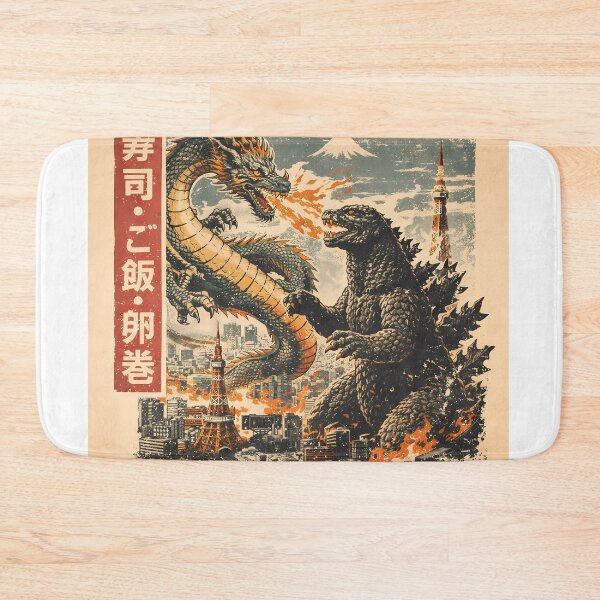 Item preview, Tokyo Kaiju Battle Dragon vs Monster Japan Skyline Tokyo Tower Graphic Design designed and sold by VaporTokyo.