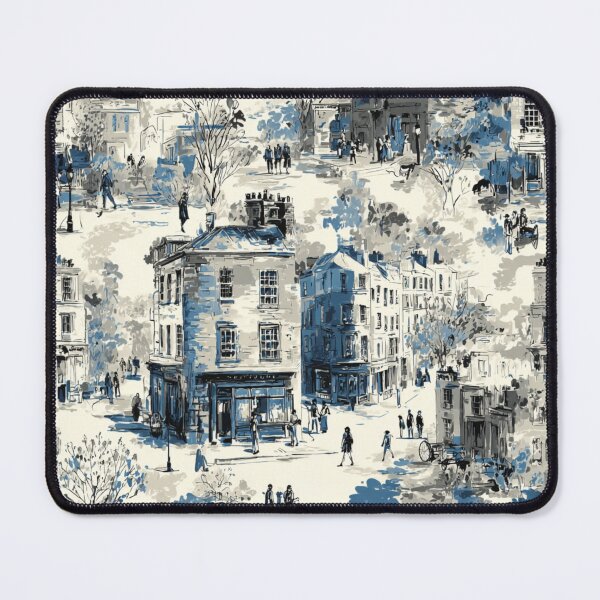 Item preview, Cottagecore English Village Toile – Blue designed and sold by tamoora.