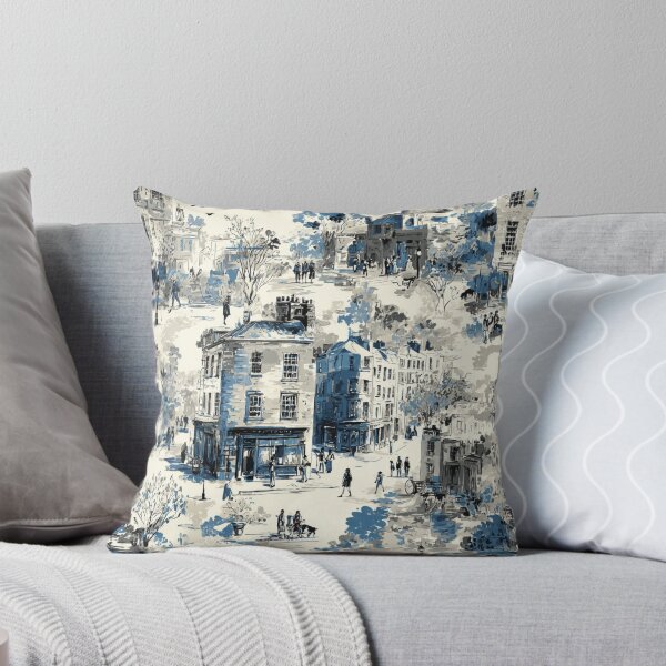 Item preview, Cottagecore English Village Toile – Blue designed and sold by tamoora.