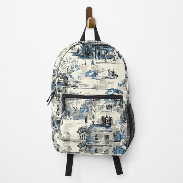 Item preview, Cottagecore English Village Toile – Blue designed and sold by tamoora.