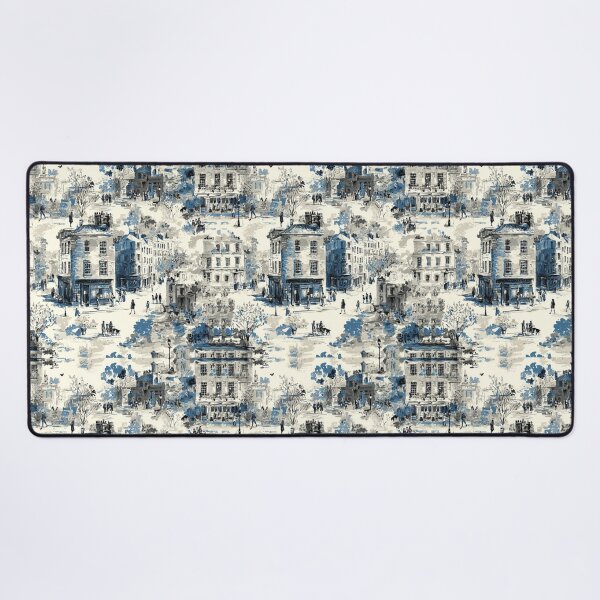Item preview, Cottagecore English Village Toile – Blue designed and sold by tamoora.
