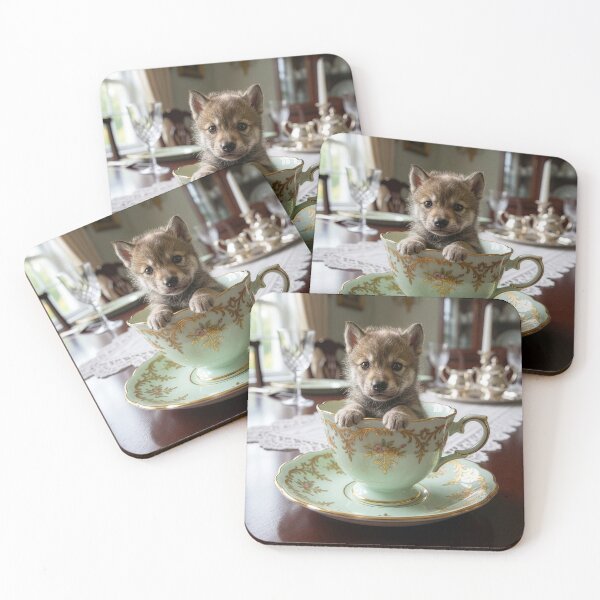 Item preview, Adorable Wolf Puppy in Tea Cup designed and sold by Tridentulus.