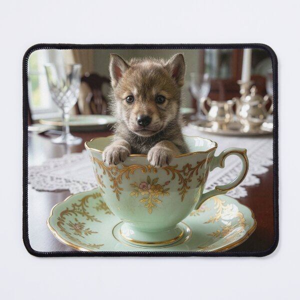 Item preview, Adorable Wolf Puppy in Tea Cup designed and sold by Tridentulus.