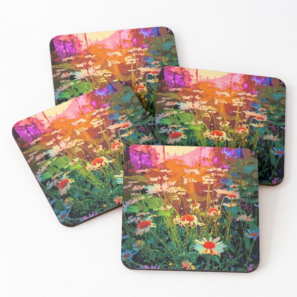 Item preview, Vibrant Sunset Daisy Field  Colorful Floral Nature Art designed and sold by Kizzydesign.